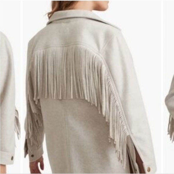 Marine Layer Fallon Fringe Shirt Jacket Oatmeal Size Large NWT Limited Edition - Picture 4 of 6